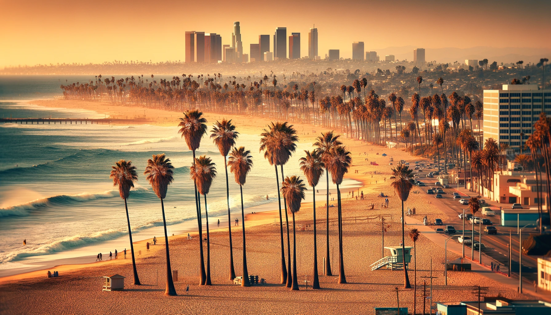 Image of Los Angeles with the beack in the foreground